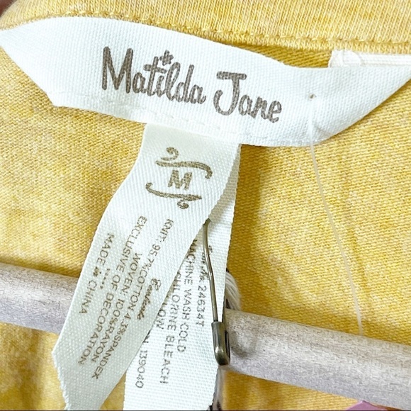 Matilda Jane Ruffle Goldenrod & Blue Abstract Weekend Vibes Top Medium NWT - Picture 7 of 9